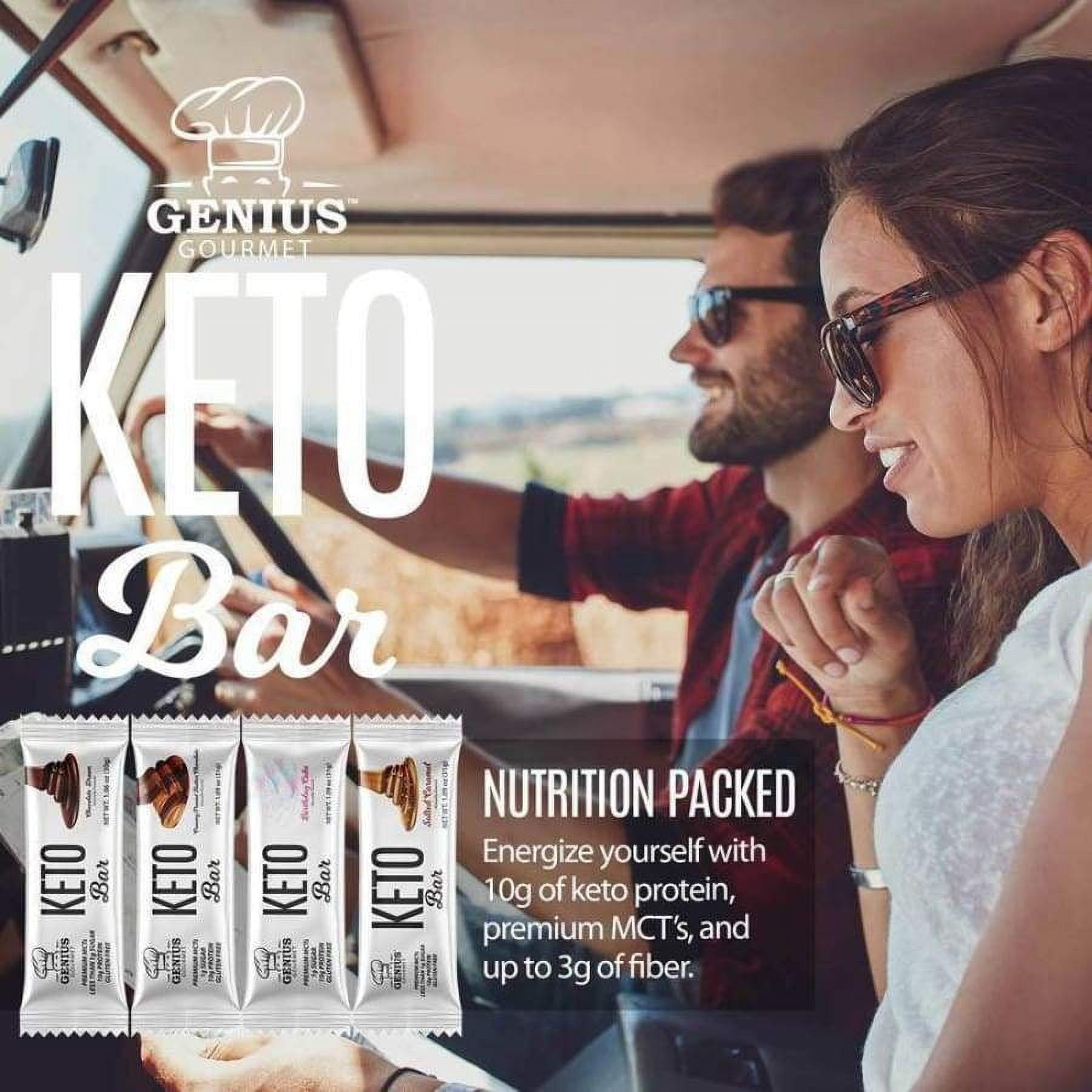 Genius Gourmet Keto Protein & Snack Bars - Salted Caramel (10 Bars)