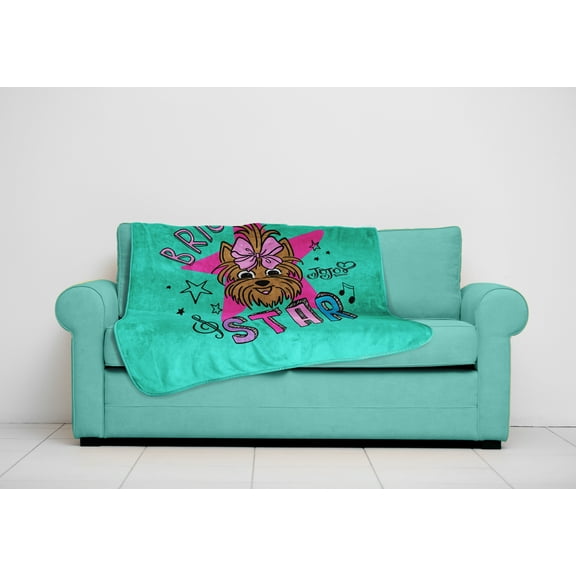 Nickelodeon JoJo Siwa Teal Multicolor 'Sparkle Shine' 46"x 60" Plush Microfiber Throw