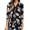 thumbnail image 2 of Blusa con cuello en V y blusa con botones estampados de media manga para mujer de verano Fridja  ghk1513, 2 of 8