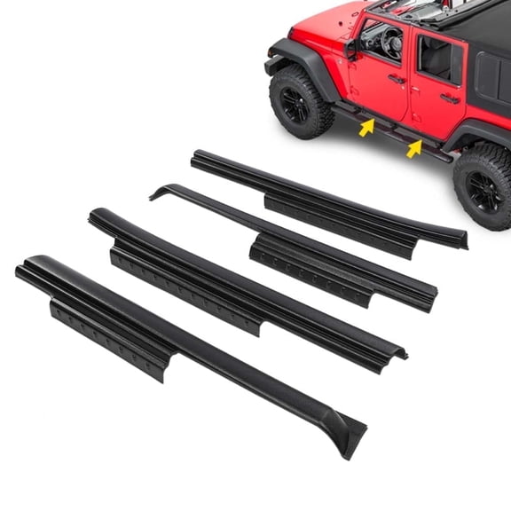 PIT66 Trail Armor Rocker Panel Guard Fit for Jeep Wrangler JK 4-Door 2007-2017