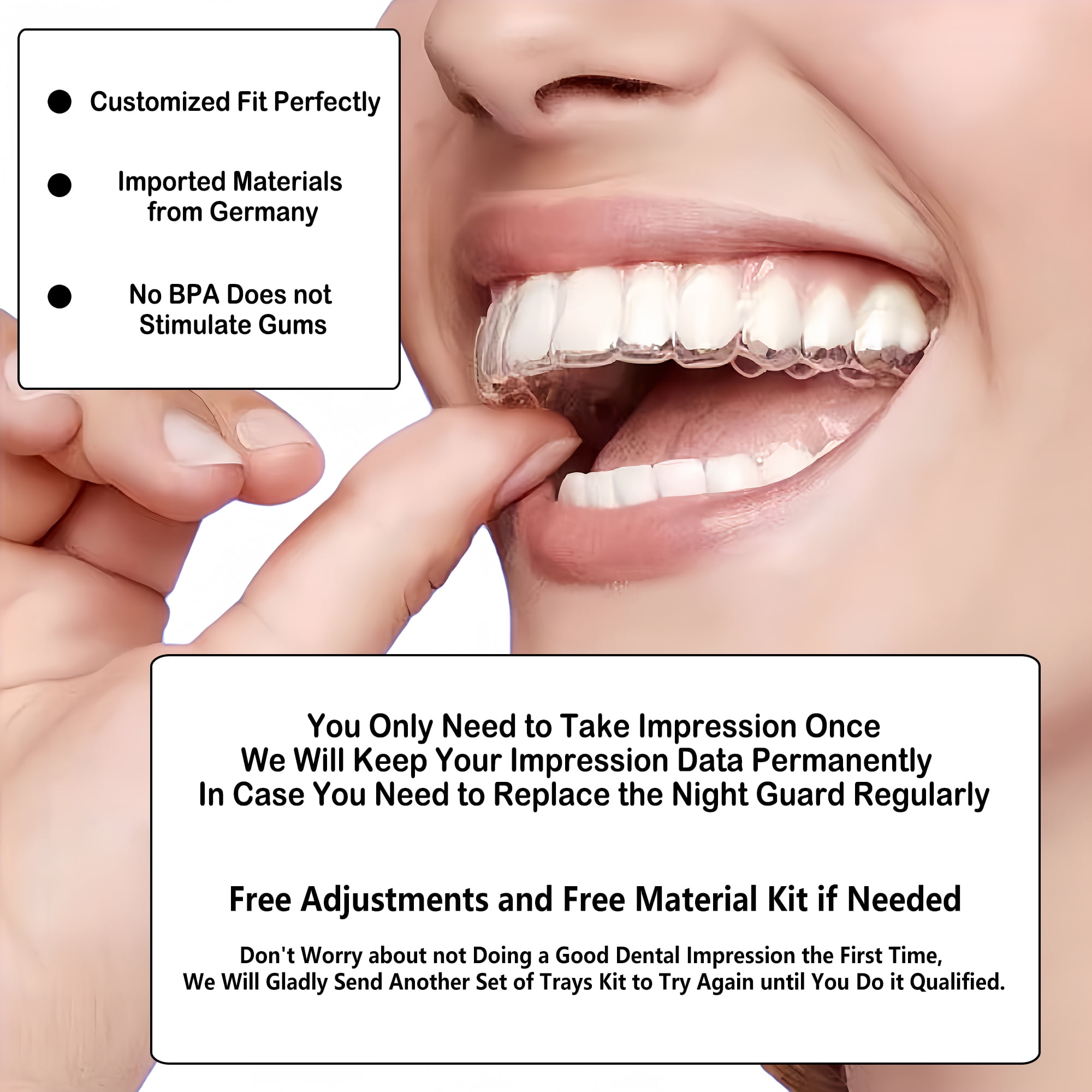 Custom Night Guard, Custom Mouth Teeth Guards Against Teeth Grinding/Clenching Dental Retainer for TMJ Relief and Bruxism(One Pack Upper Guard or One Pack Lower Guard, EVA Semi-soft)