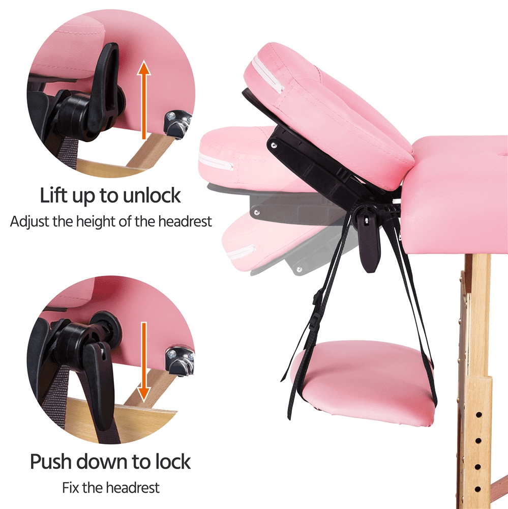 Renwick Portable Folding Massage Table with Face Cradle and Armrests, Pink