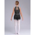 thumbnail image 3 of YiZYiF Kids Girls Shiny Tassel Jazz Latin Dance Dress Leotard Keyhole Back Lyrical Dance Costume Black 16, 3 of 7