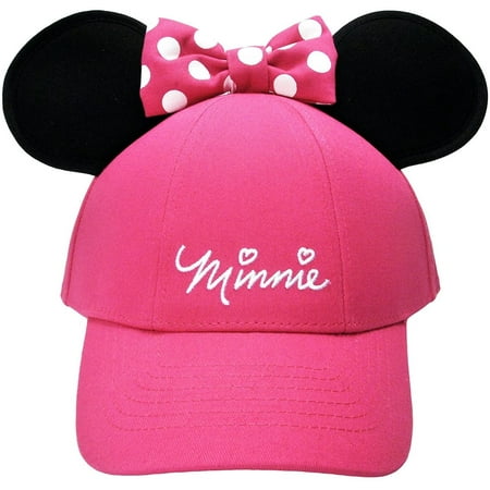 Disney Womens Minnie Mouse Cap with Bow & Ears Red Pink