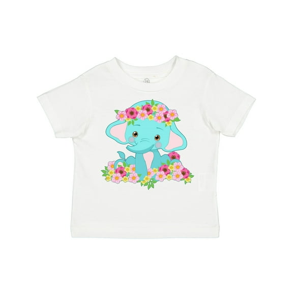 Inktastic Cute Baby Elephant with Flowers Boys or Girls Toddler T-Shirt