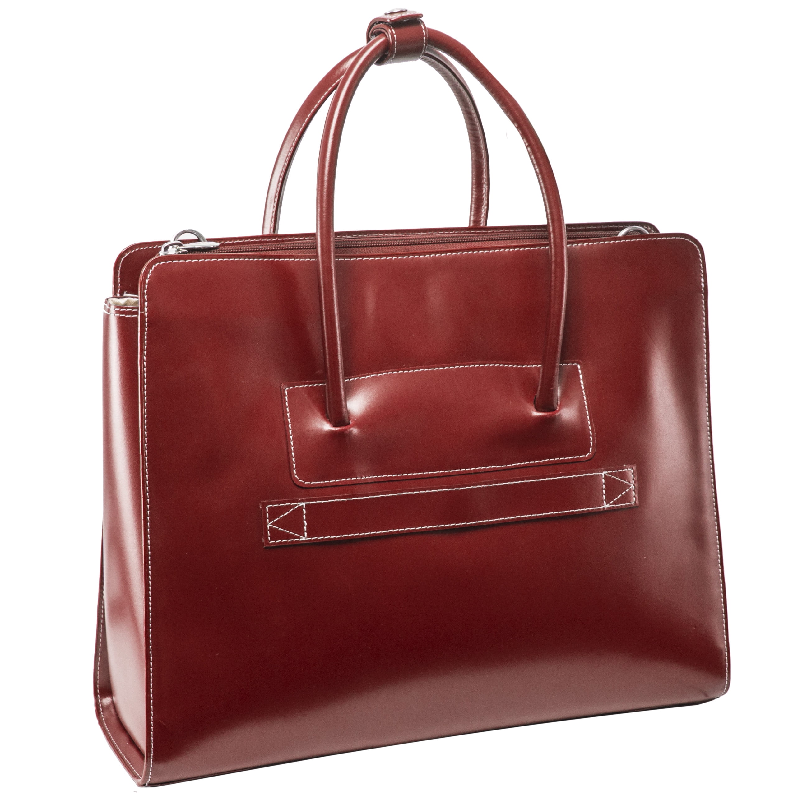 W Series | LAKE FOREST | 15" Leather Laptop Briefcase - Red
