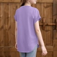 thumbnail image 4 of Lumtrix Girls Short Sleeve T Shirts Kids Crewneck Scallop Hem Soft Tunic Tops Dressy Casual Summer Tees 5-14 Years Light Purple 150, 4 of 5