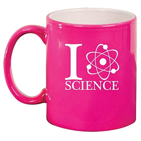 

Ceramic Coffee Tea Mug Atoms I Love Science (Hot Pink)