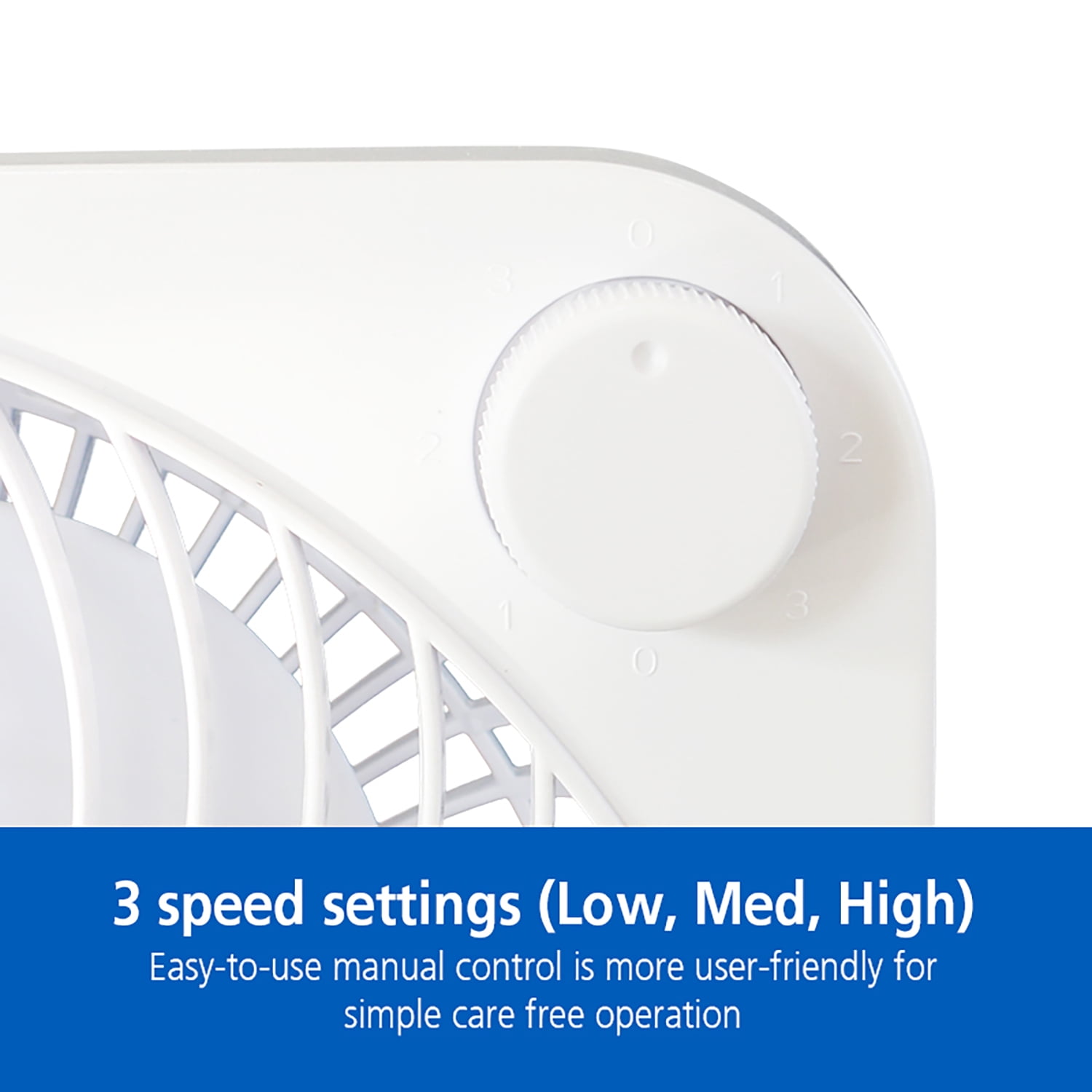 Mainstays 9 in 3-Speed Indoor Personal Table Fan with Portable Handle, White, Model FN2006W