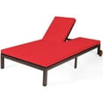 thumbnail image 4 of Gymax Adjustable Patio Rattan 2 Person Recliner Lounge Chair w/ Red Cushion Wheel, 4 of 10
