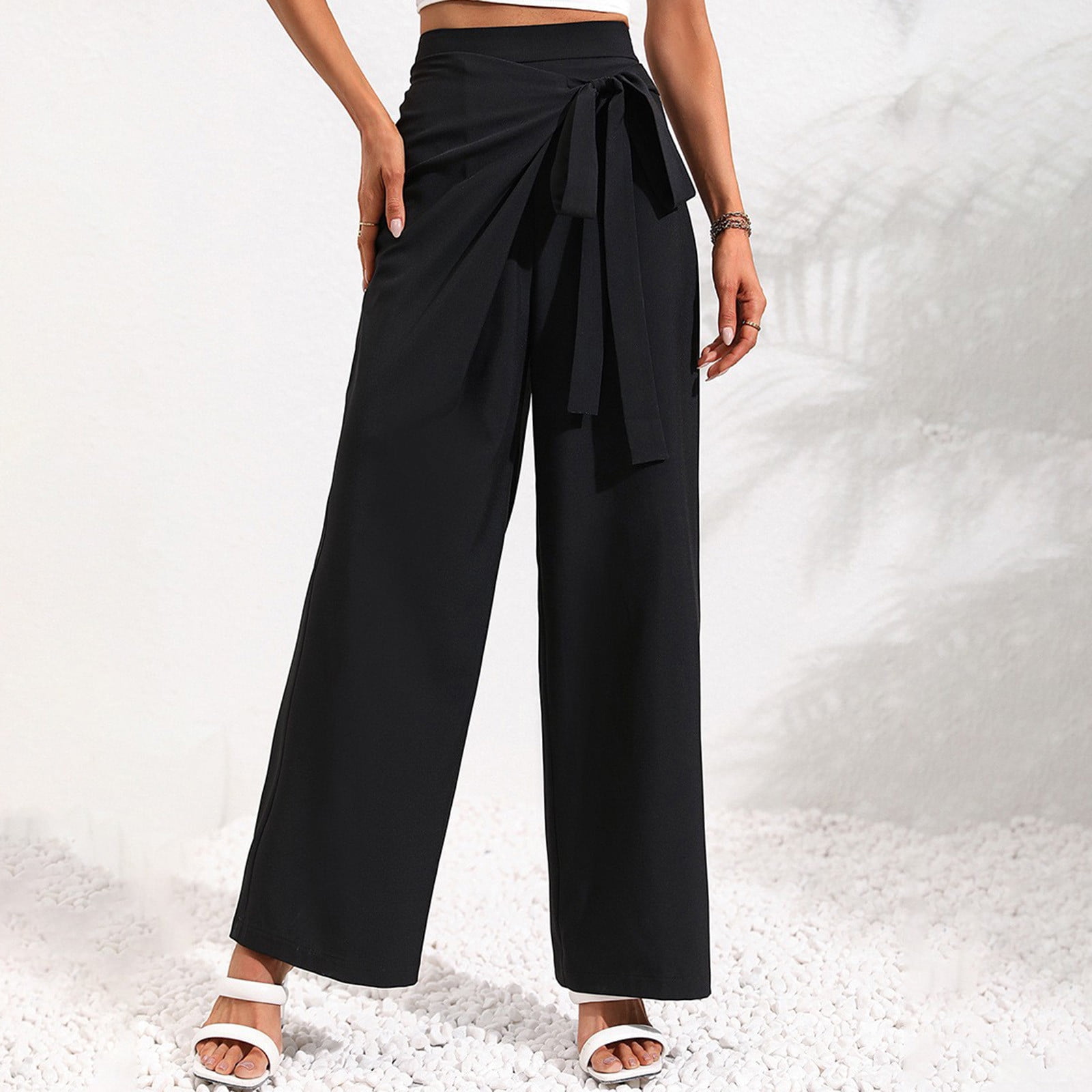 High waisted tie pants hot sale