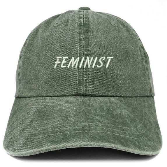 Trendy Apparel Shop Feminist Embroidered Washed Cotton Adjustable Cap - Black