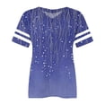 thumbnail image 4 of Bovemsi Plus Size V Neck T Shirts Women Short Sleeve Tops Casual Summer Tshirts Loose Fit Tee, Blue Women's Summer Short Sleeve T-Shirts, 3XL, 4 of 4
