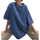 thumbnail image 2 of Camisetas Oversize para Mujer, Camisetas Vintage de Algodón, Cuello Redondo, Corta, Túnicas Lavadas de Verano. Azul XXL, 2 of 8