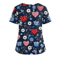 thumbnail image 4 of Women's Valentine's Day Scrubs Top Stretchy Vneck Short Sleeve Cute Heart Printed Shirts Valentine's Day Split Hem Caregiver T Shirts, 4 of 4