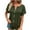 Army Green, variant on Women Plus Size Summer Pleated Button Short Sleeve T-Shirt Loose Casual V-Neck Solid Color Blouse T-shirt Tops Army Green 3XL, US Size:14