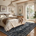 thumbnail image 4 of Lahome Decor Floral Area Rug 5x7, Machine Washable Rugs for Entryway, Non Slip Rug with Vintage Printed, Low Pile Carpet for Living Room Kitchen Bedroom Home, Black, 4 of 9