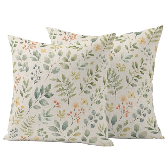 Fall Leaves Outdoor Waterproof Pillow Covers, Autumn Botanical Farmhouse Country Plant Beige Decorative Square Throw Pillowcase Sofa Cushion Sham for Patio/Couch/Chair, 20"x20" 2 Pack