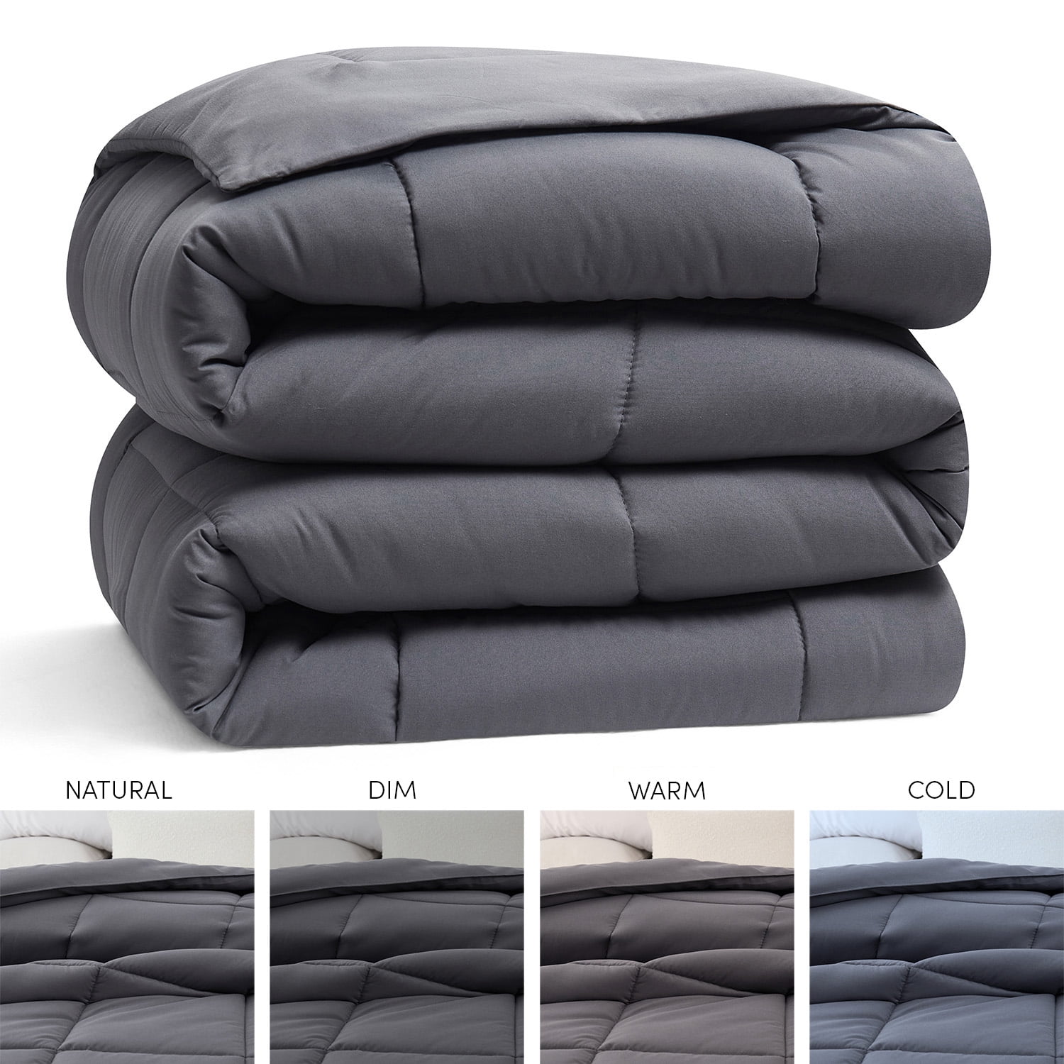 Nestl Queen Comforter, Quilted Down Alternative Bedding Duvet Insert, Gray