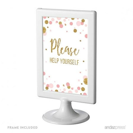Please Help Yourself , Blush Pink Gold Glitter Baby Shower Framed Party (Best Baby Websites To Sign Up For)