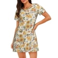 thumbnail image 1 of Disketp Hippie Bee Honeycomb para Camisón Corto de Manga Corta para Mujeres, Camisón Cómodo con Escote Redondo, Bonito y Confortable, 1 of 6
