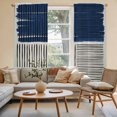 thumbnail image 2 of Navy Blue Striped Kitchen Curtain for Berdoom Living Room Cafe 72 Inch Length, Farmhouse Stripes Modern Abstract Tiers Curtains Light Filtering Drapes Rod Pocket Window Treatment 2 Panels 52"Wx72"L, 2 of 8