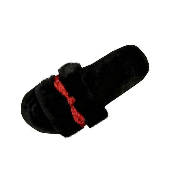 Wensltd Fuzzy Slippers for Women Soft Plush Open Toe Solid Color Cozy Indoor Slippers All Season