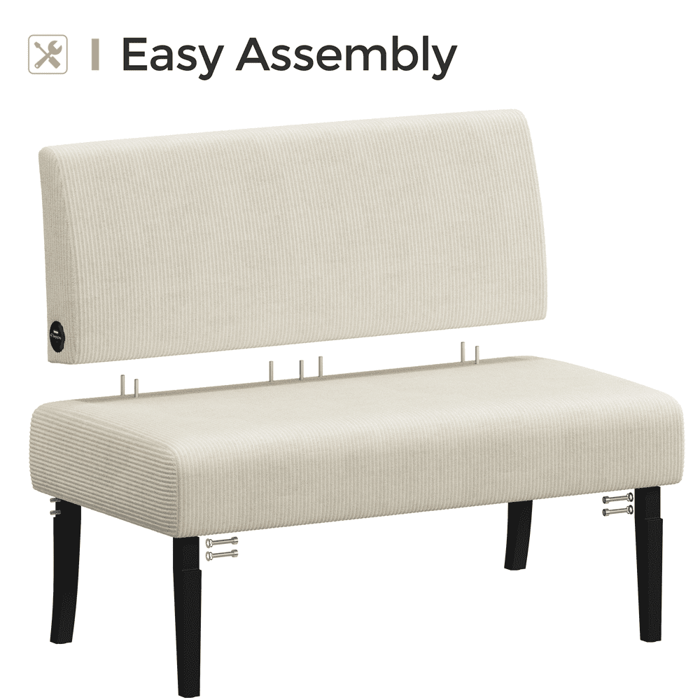 Yaheetech Corduroy Armless Loveseat with Strong Rubberwood Legs & USB Ports, Beige