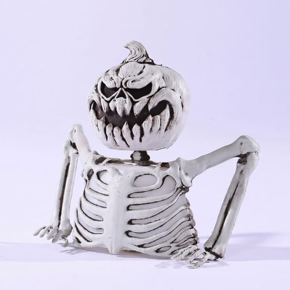 9.8"*7.9" Groundbreaking Pumpkin Skeleton - Creepy Outdoor Halloween Decorations for Porch or Yard