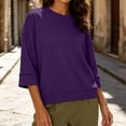 thumbnail image 4 of cocolona 3/4 Sleeve Sweatshirts for Women Loose Fit Crew Neck Casual Solid Color Fall Pullover Tops, 4 of 7