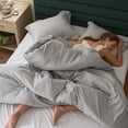 thumbnail image 3 of Juego de edredón Bedsure Queen, ropa de cama suave, gris, 3 piezas, 3 of 9