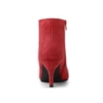 thumbnail image 6 of BLISSFUL STEP Women's Ankle Boots Kitten Heel Pointed Toe Side Zip Faux Suede Boots Red 7.5, 6 of 8