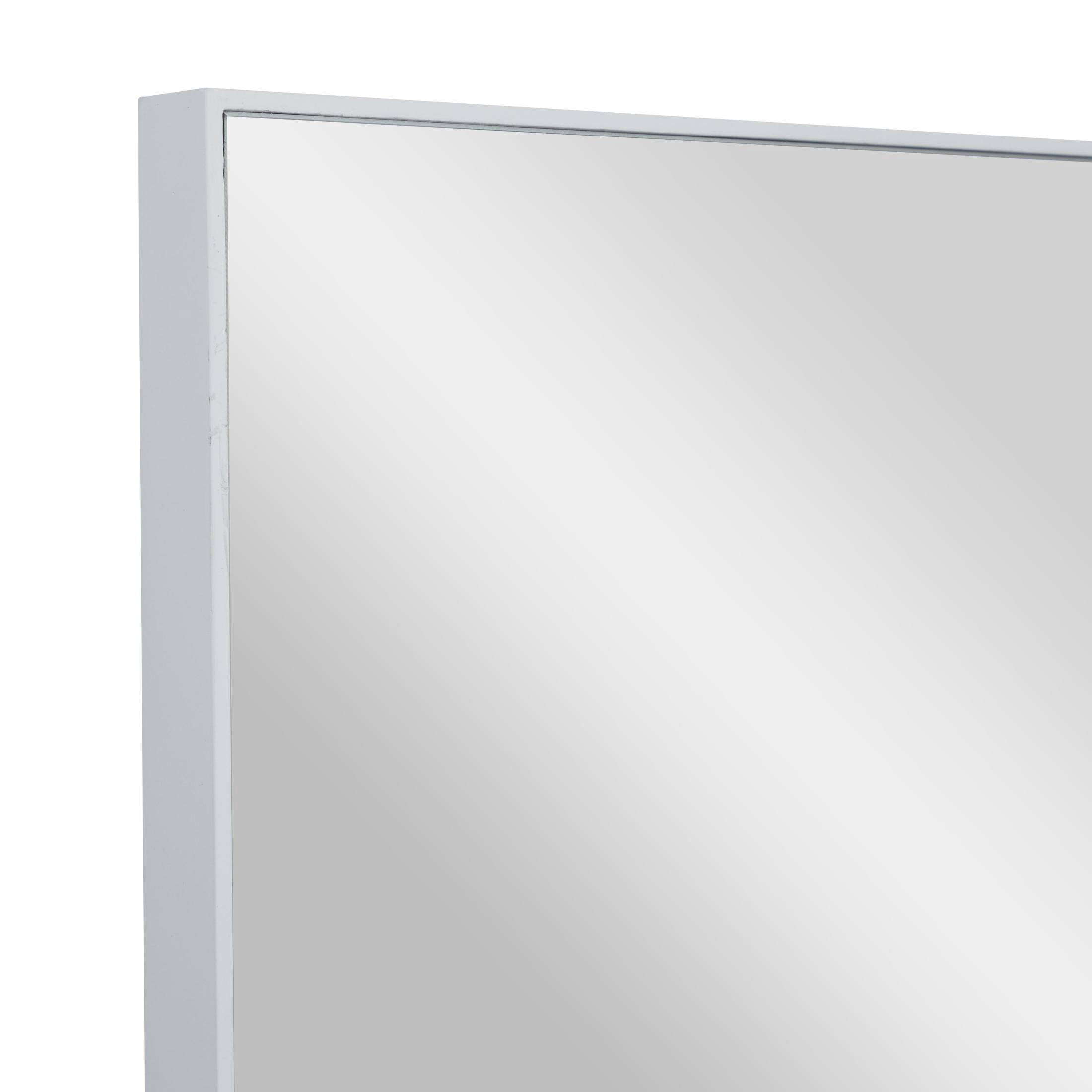 DecMode 18" x 36" White Wall Mirror with Thin Frame