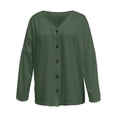 thumbnail image 3 of CYRBOKO Women's Cardigan Sweaters, Button Closure Long Sleeve Lightweight V Neck Soft Knit Casual Women Tops Army Green Size 2XL, 3 of 3