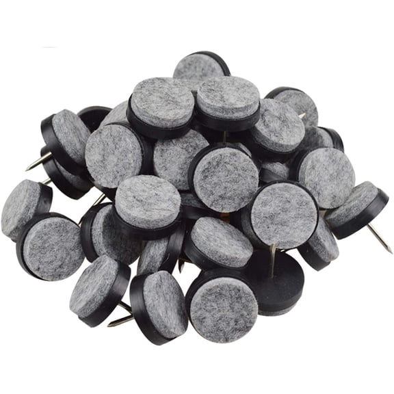 40pcs Round Heavy Duty Nail-on Felt Pad for Furniture Chair Table Leg Feet Floor Protectors Slide Smoothly (Black, Pad Diameter 20mm)