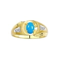 thumbnail image 1 of RYLOS Men's Rings 14K Yellow Gold Rings Classic Designer Style 8X6MM Oval Gemstone & Diamond Ring Turquoise December Birthstone Rings For Men Size 10, 1 of 7