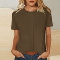 thumbnail image 2 of Staron Women's Casual Loose Round Neck Short Sleeve T-Shirt Top Solid Color Basic Comfy Relaxed Fashion Tee, Coffee XXL, 2 of 7