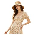 thumbnail image 2 of Hfnxid Women's Korean-Style Color-Block Bucket Hat with Bow, Wide-Brim Sun Cap for Face-Slimming Look, Breathable Lightweight Summer Shade Hat, 2 of 5