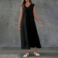 thumbnail image 6 of THDHVS Maxi Dresses for Women 2025,Women's Casual Dresses,Women's Texture Sleeveless Seaside Dress Sleeveless V-neck Dress Black 2XL, 6 of 7