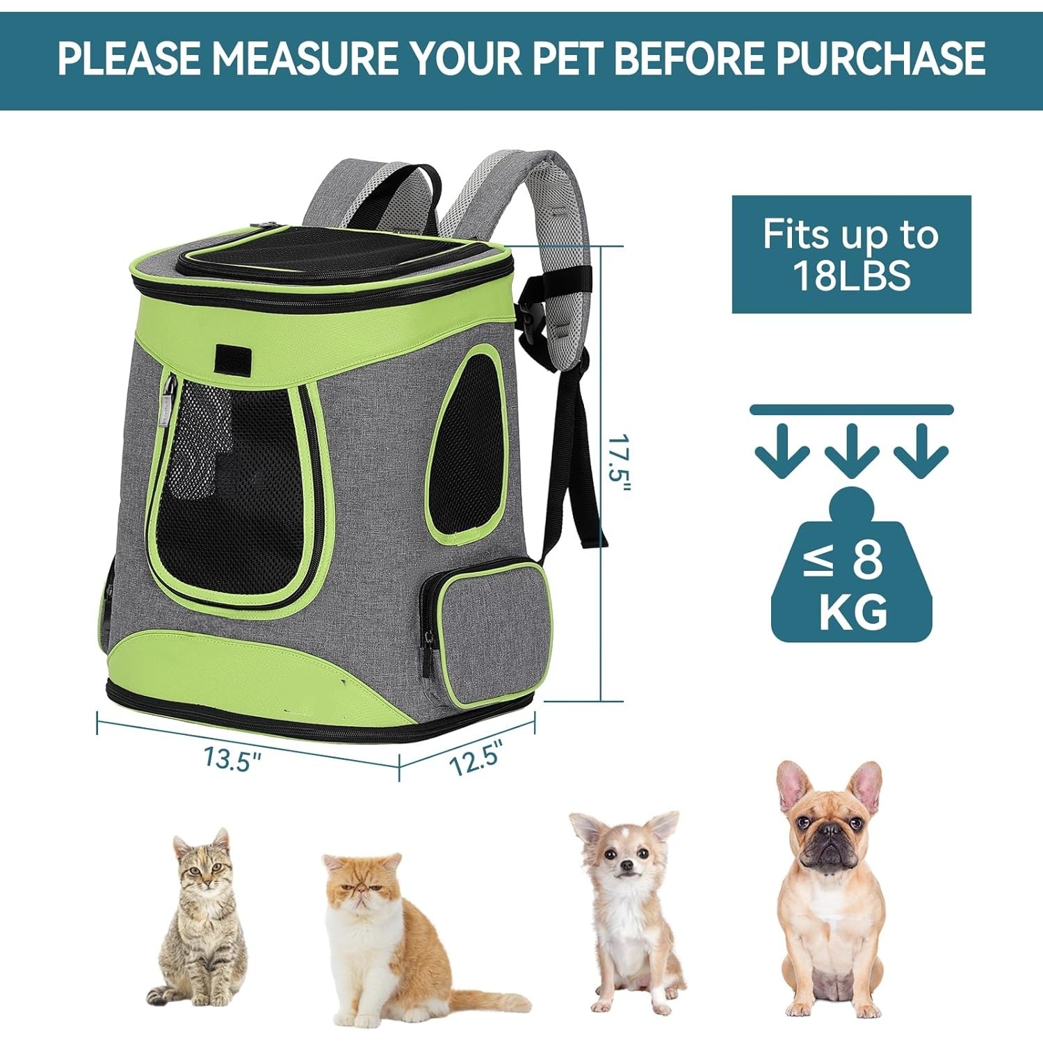Pet Backpack Carrier  Dog Travel Backpack Carrier for Hiking Walking Cycling Suitable for Small Medium Dogs Cats and Rabbits up to 22 Pounds