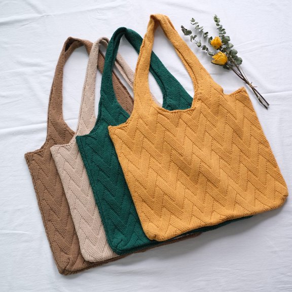 FOMIYES 1Pack Green Knitted Handbag For Women Large Capacity Portable Durable Casual Daily Use