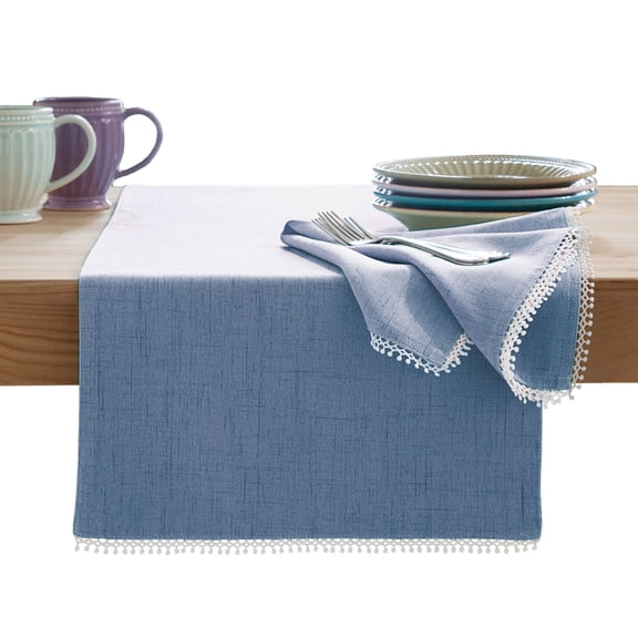 Lenox French Perle Solid Runner, Periwinkle - 14"W x 70"L