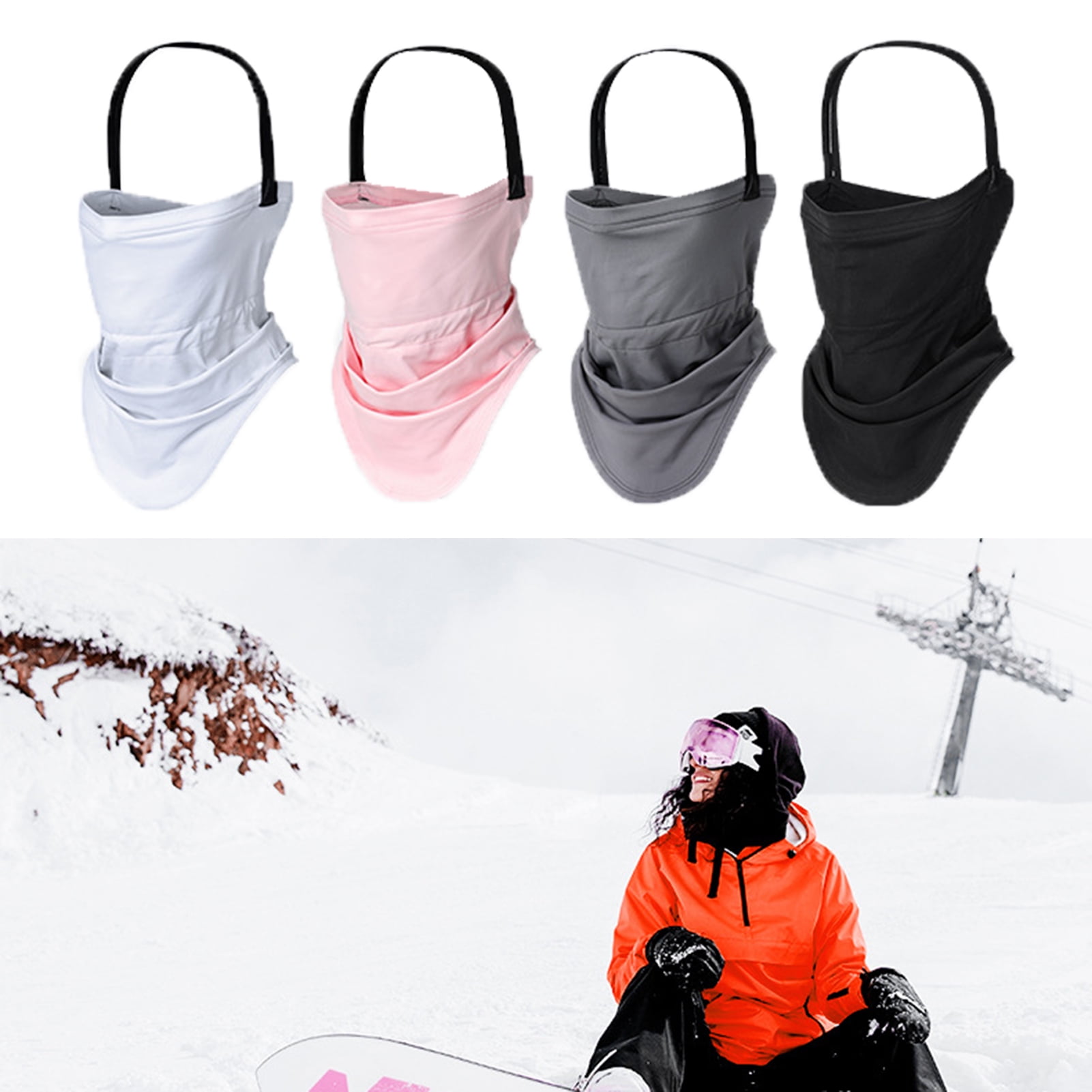 harmtty Ski Face Cover Windproof Nonslip Ultra Soft Drawstring Adjustable Snowboard Face Cover