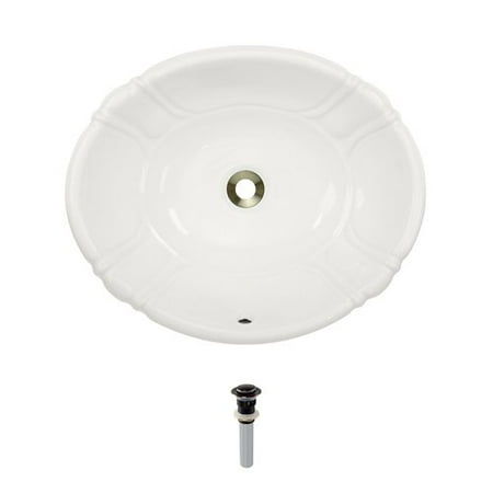 Mr Direct Vitreous China Oval Drop In Bathroom Sink With Overflow With Drain Assembly