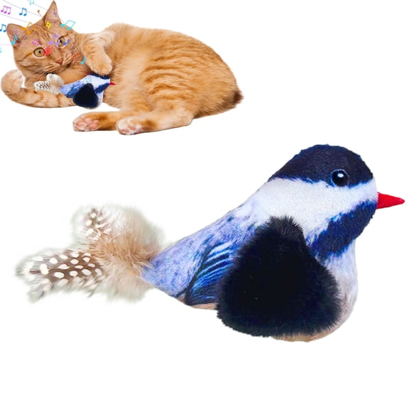 Interactive Plush Bird Cat Toy with Realistic Flapping Motion and Chirping Sounds, Rechargeable Indoor Hunting & Play Toy for Kittens and Adult Cats, Safe, Engaging, and Mess-Free flying bird cat toy