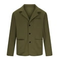 thumbnail image 4 of SuTry Men's Knit Blazer Fall Trendy Notch Lapel Two Front Pockets Comfy Knit Fabric Button Closure Long Sleeves for Office Formal Wear(Army Green,2XL), 4 of 5
