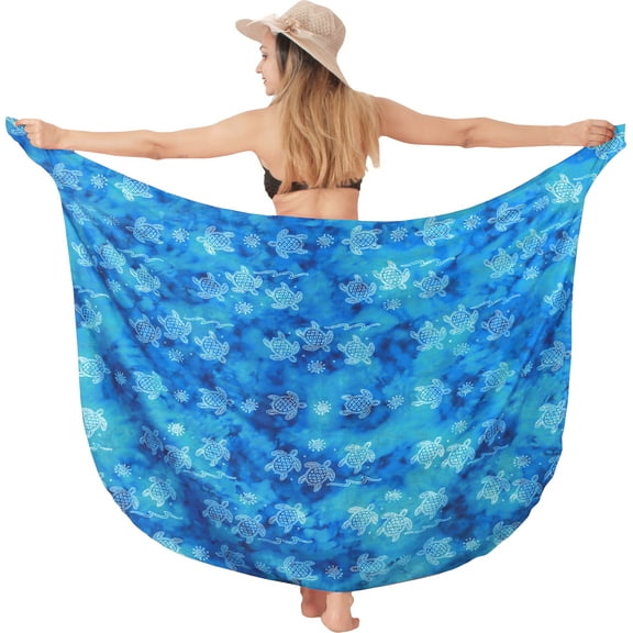 LA LEELA Women's Summer Cover ups Skirt Beach Bikinis Wraps Pareos Sarongs Coverups Beachwear Vacation Women Sarong for Swimwear One Size Admiral, Allover Turtle