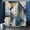 Blue, variant on Marble Abstract Shower Curtain Navy Blue Gold Foil Beige Modern Luxury Art Marble Black Lines Curtain for Bathroom Decor, Waterproof Fabric Bathroom Curtains Shower Set