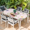 thumbnail image 2 of Easter Table Cloths for 6 Foot Rectangle Tables, Watercolor Eggs Floral Botanical Butterfly Pink Plaid Patio Waterproof Elastic Fitted Tablecloths, Washable Rectangular Table Cover for Camping, 2 of 8