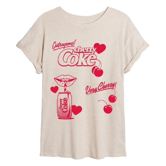 Coca-Cola - Cherry Coke Sip - Juniors Oversized Graphic T-Shirt